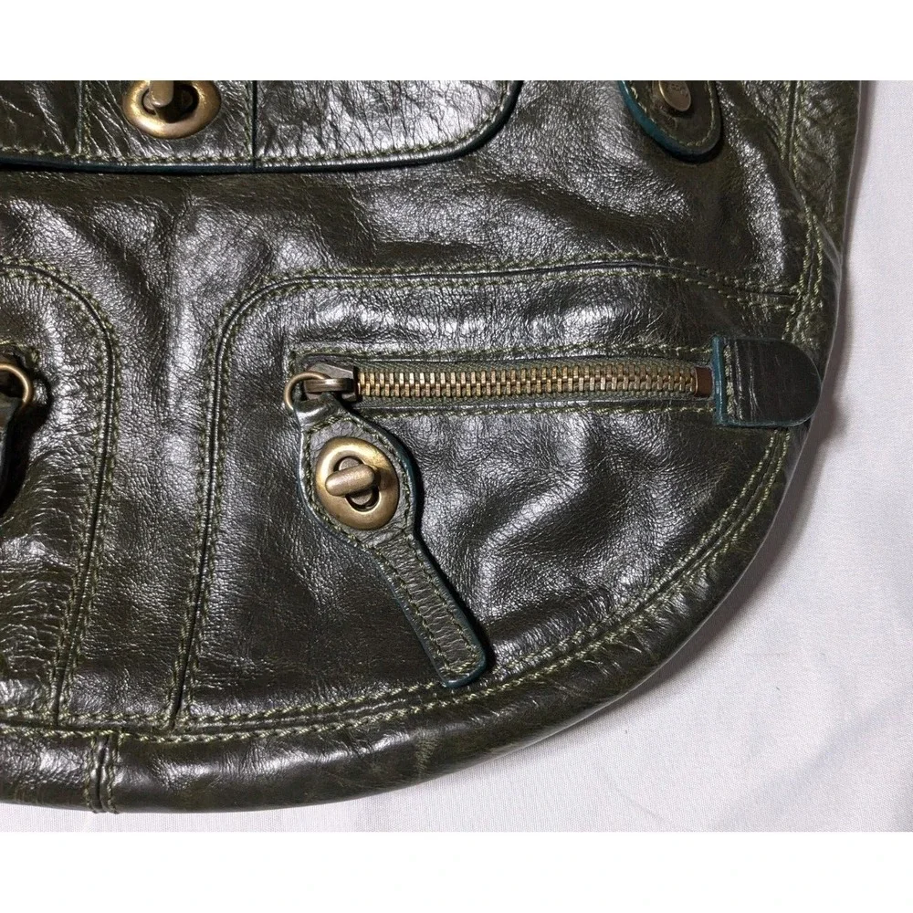 VTG ZIPPO Women Green Leather Shoulder‎ Bag